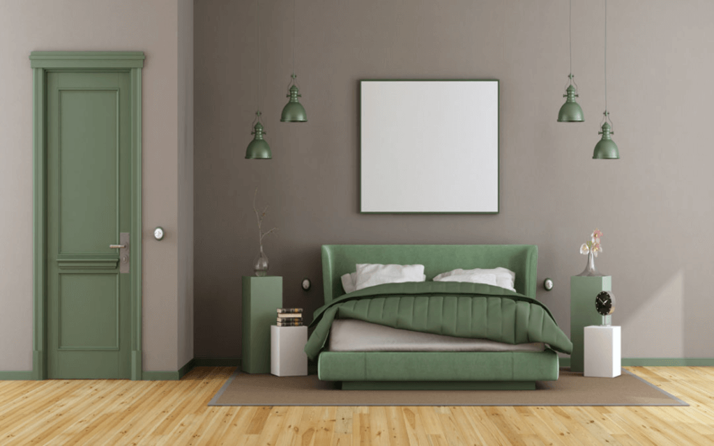 green two colour combination for bedroom walls