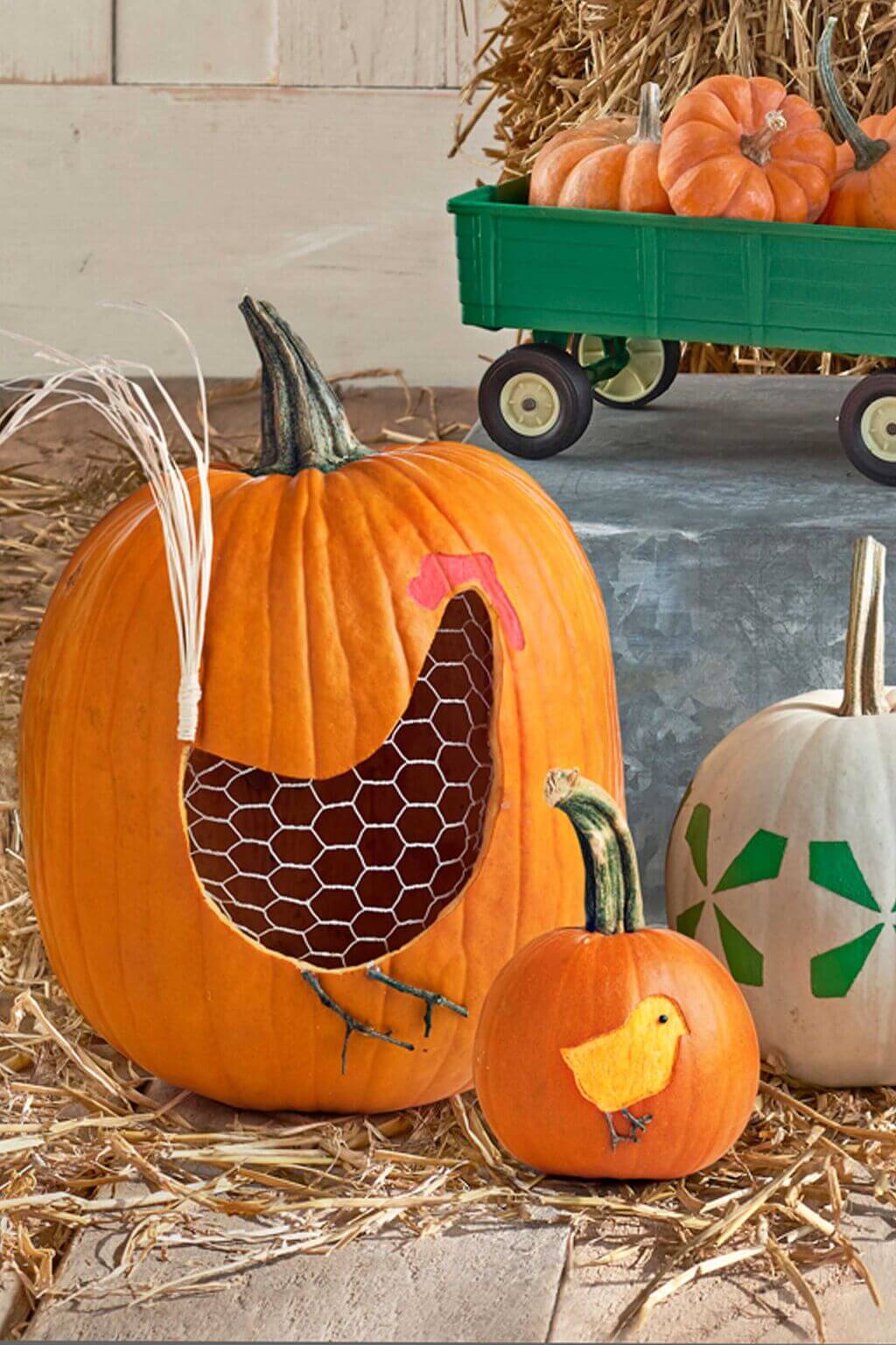 Cool Pumpkin Carvings with Chicken Mesh