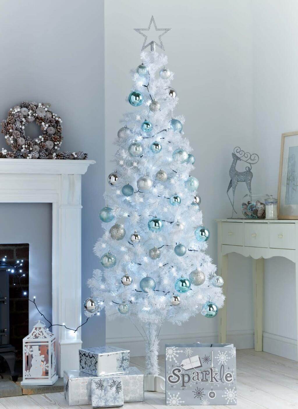 Beady White Christmas Tree Decorations