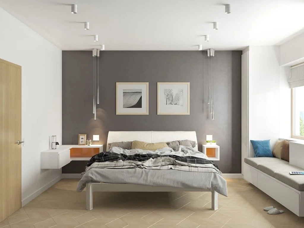 White and Grey two colour combination for bedroom walls
