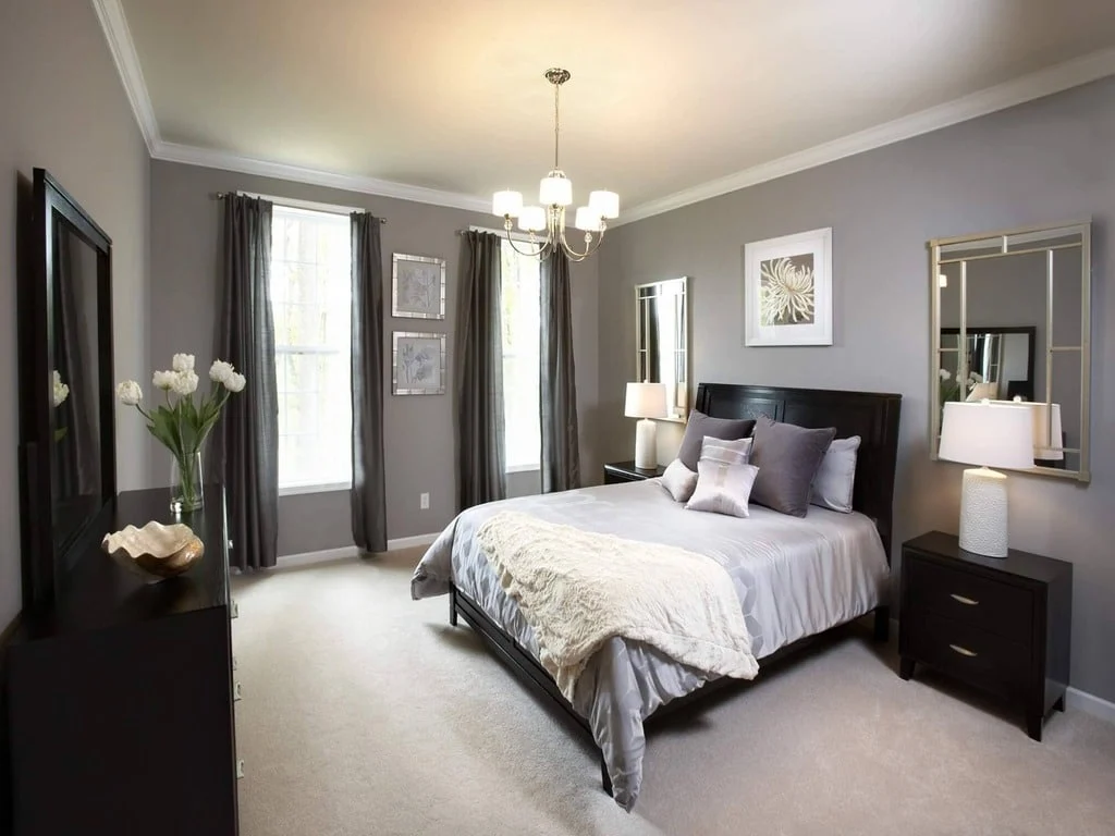  Black and Grey two colour combination for bedroom walls