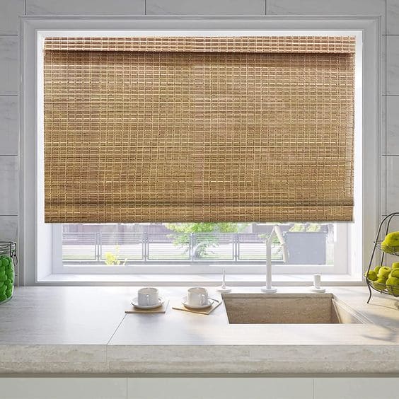 Bamboo Roller Blinds on Kitchen Window