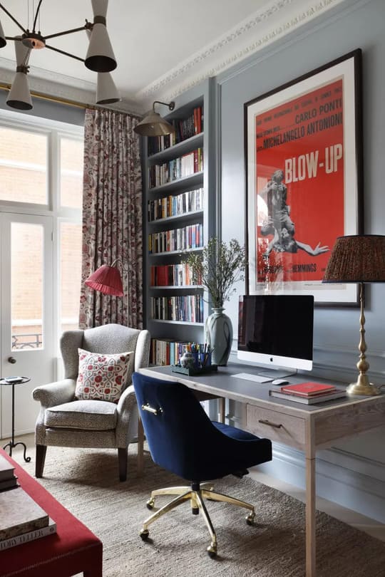 Red and Navy with Blue-Gray study room