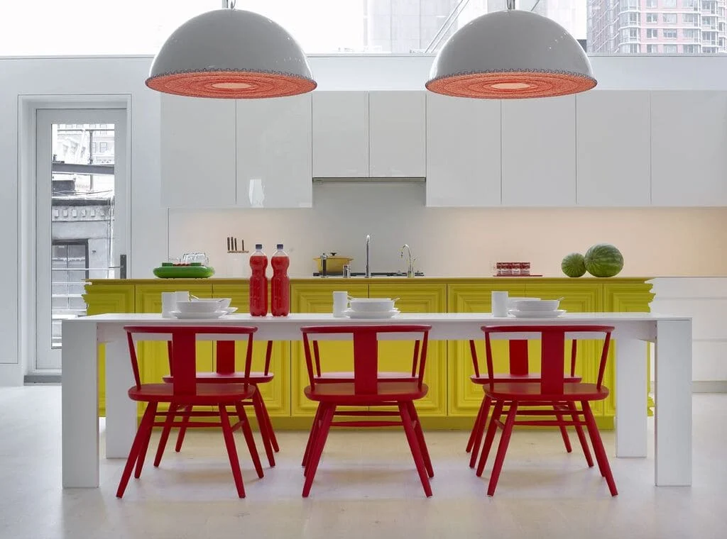 Blood Red and Neon Yellow kitchen 
