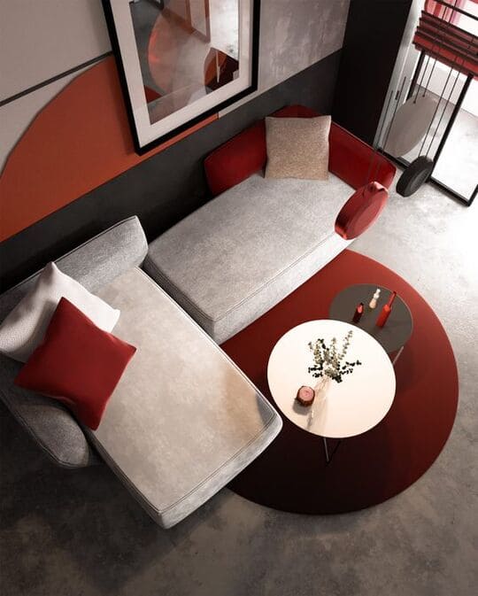 Charcoal and Red room design