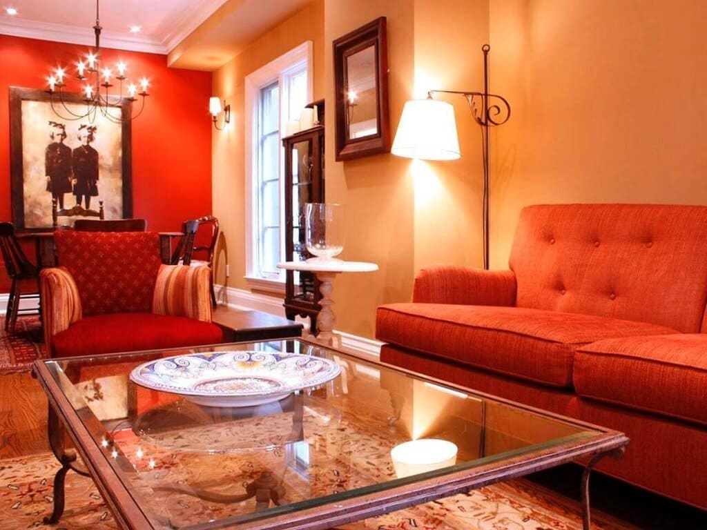 Red and Orange living room 
