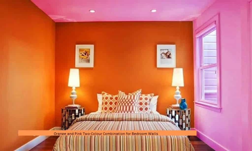 Energetic Orange and Pink Two Colour Combinations for Bedroom Walls 
