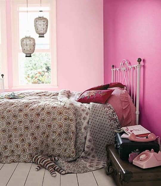 Dual Color Pink Two Colour Combination for Bedroom Walls