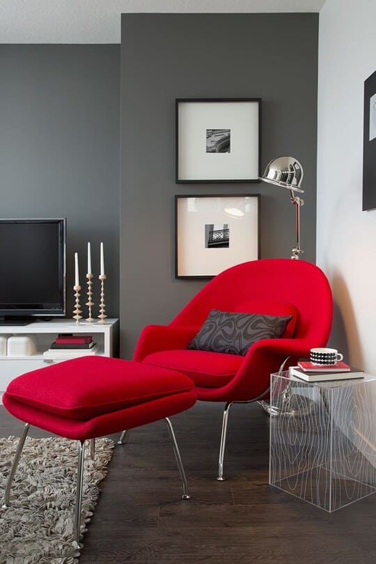 Shades of Gray with Red room design
