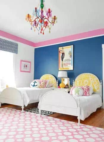 Deep Navy and Pink Two Colour Combinations for Bedroom Walls 