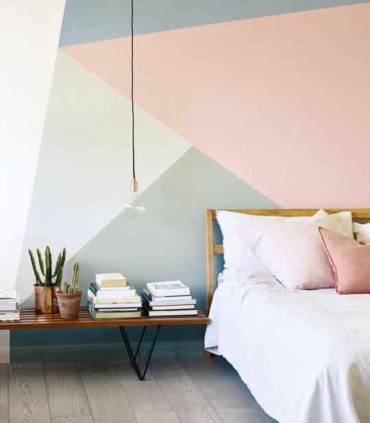 Stoic Grey and Feminine Pink bedroom wall idea
