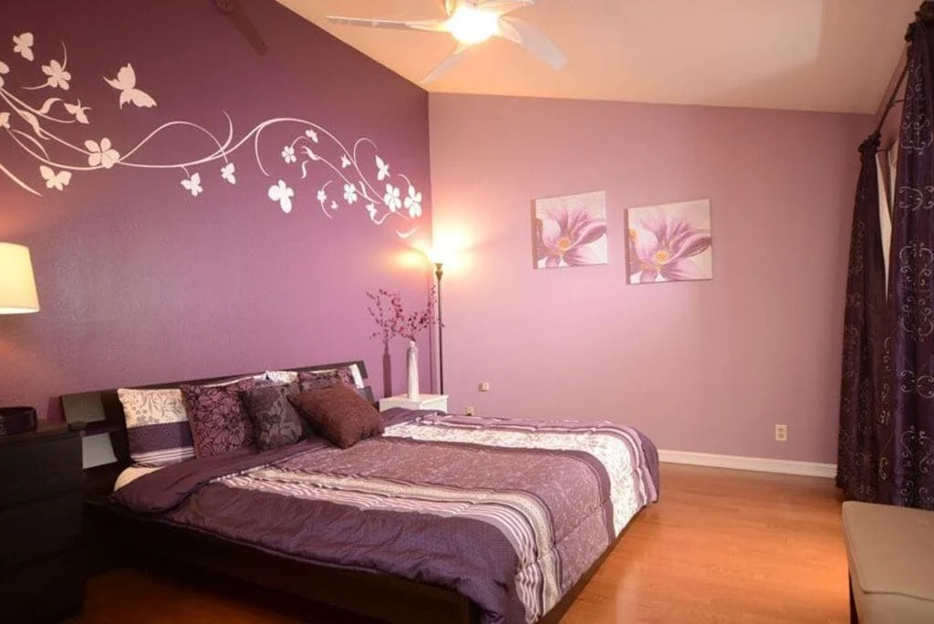 Complementary Purple Pink Two Colour Combination for Bedroom Walls