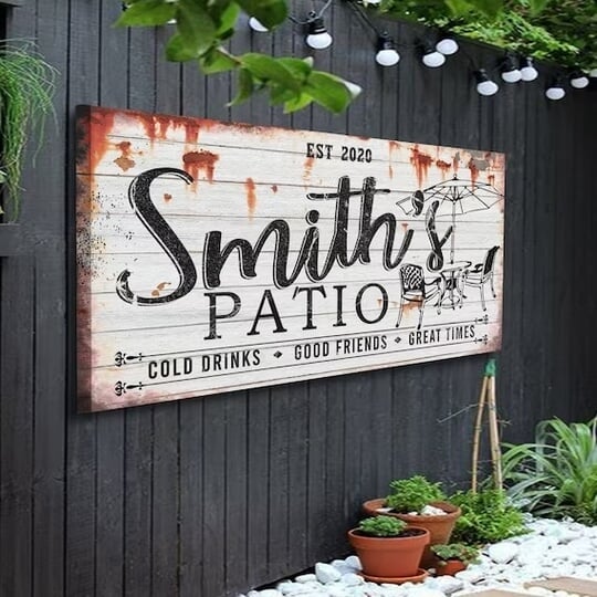 Farmhouse Style Wrapped Canvas Patio Sign For Outdoor Wall Decor Idea