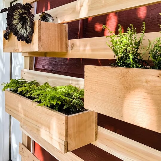Freestanding Plant Wall with Removable Boxes