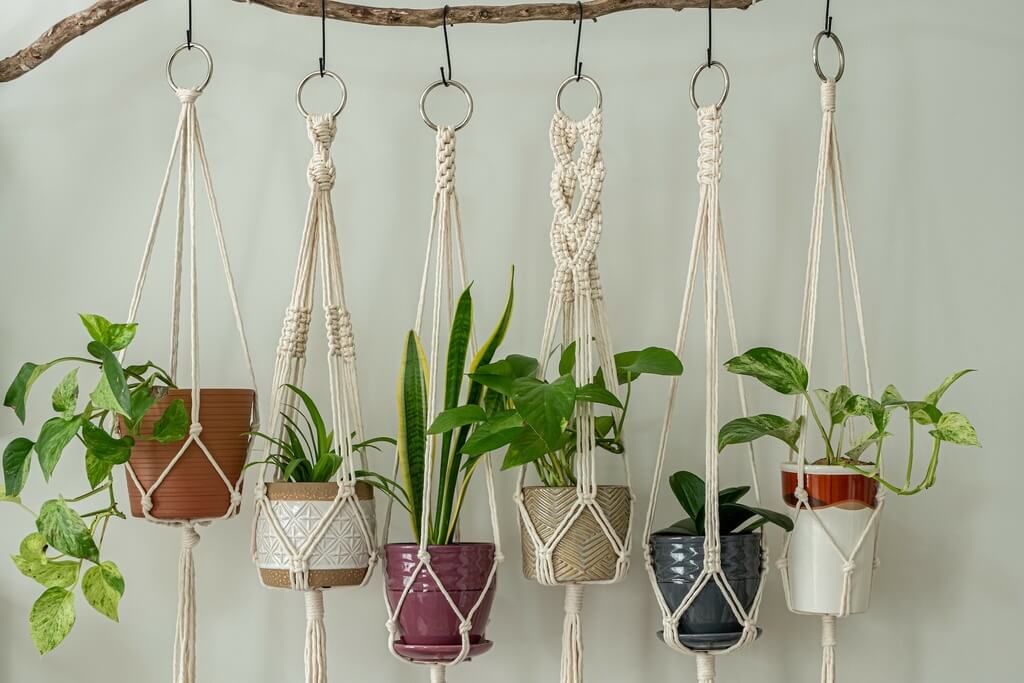 Macrame Hanging Plant Holder for Outdoor Wall Decor Idea