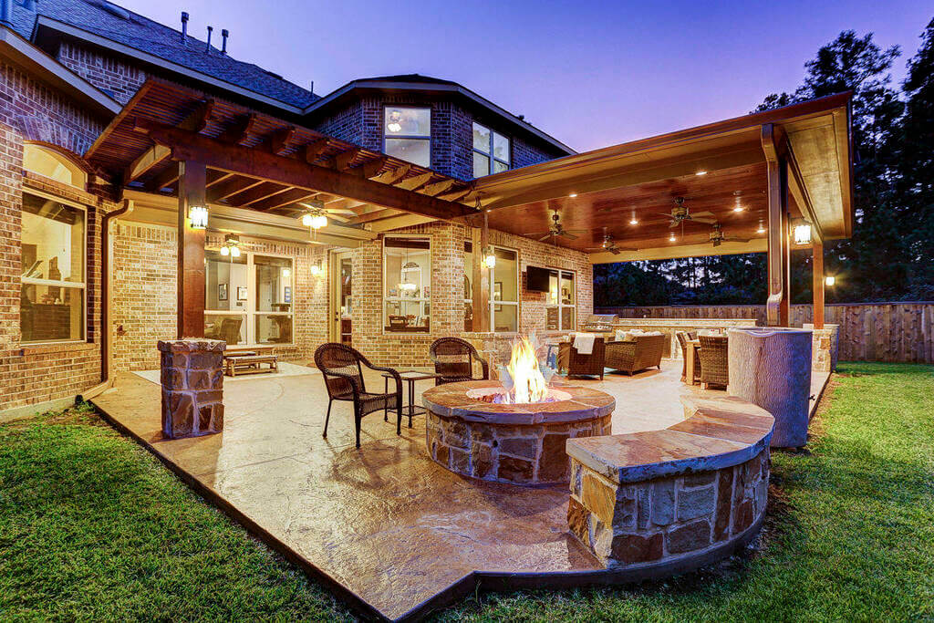 modern Outdoor Space with fireplace