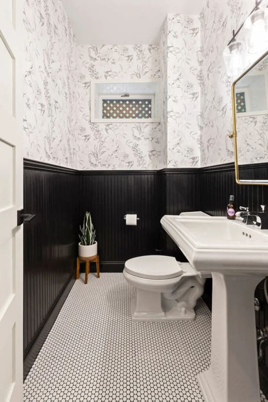 white tiles with black grout