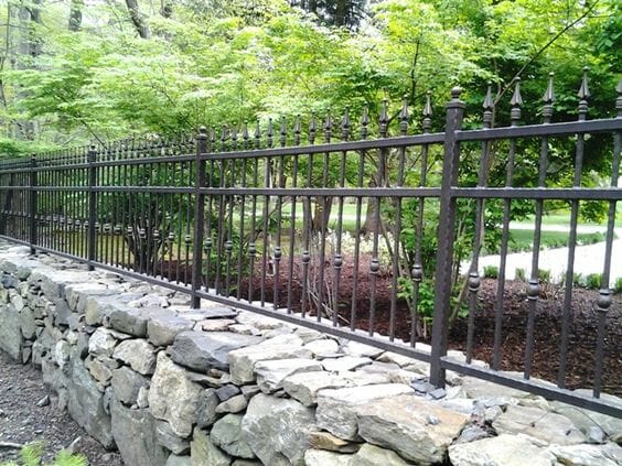 Stone Wall with Iron Fence