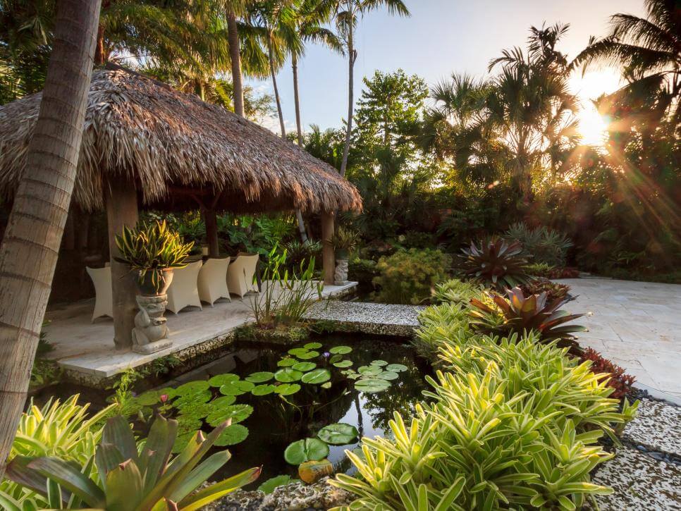 Tropical inspired paver patio