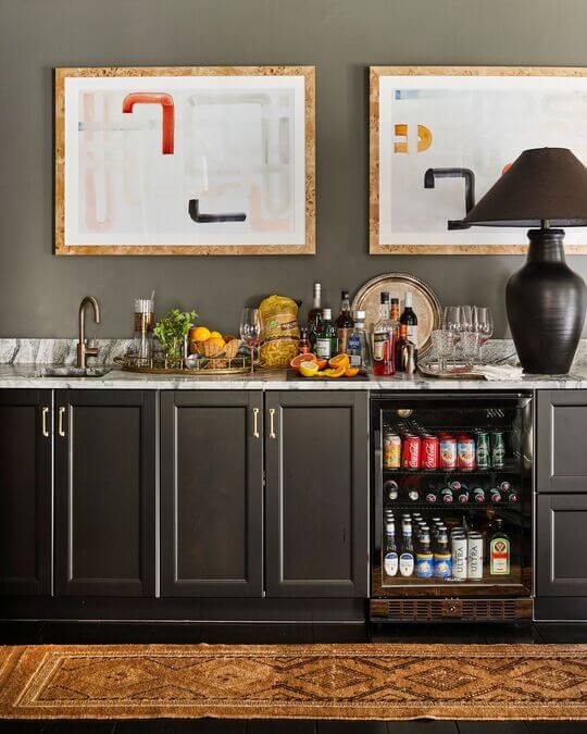 Freestanding cabinet in home bar