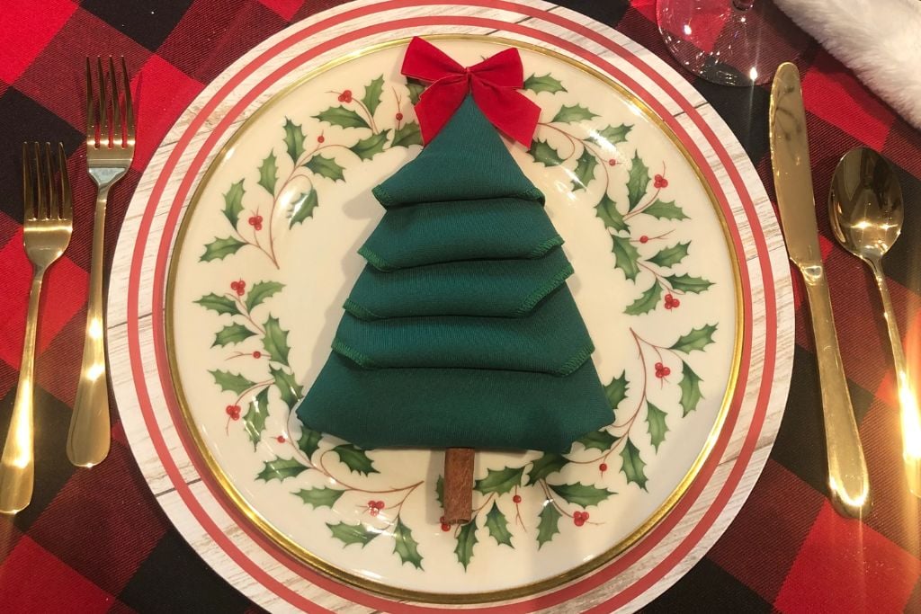 Christmas tree shaped napkin