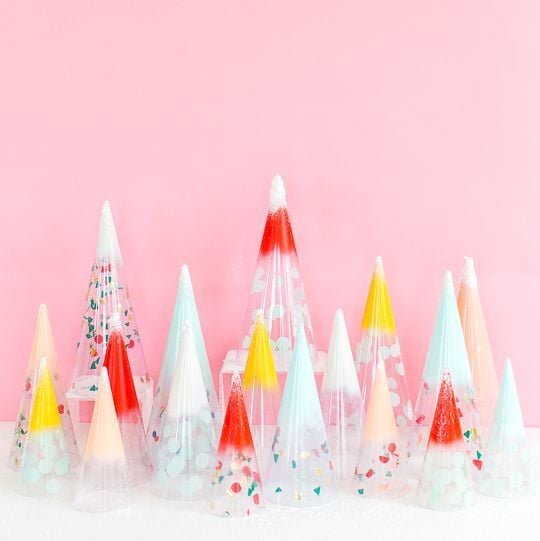 DIY Confetti Mini Christmas Trees