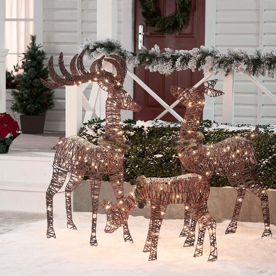Three Piece Lighted Holiday Deer Family