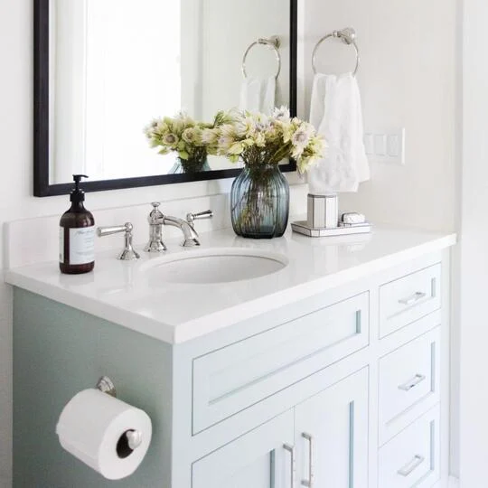 Single Vanity with a Toilet Paper Holder
