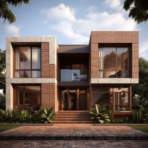 Brick-Style House Front Elevation Design