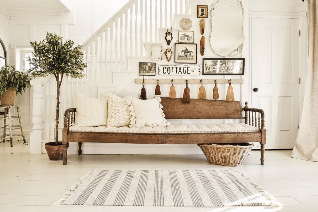 Wooden Benches in Entryway